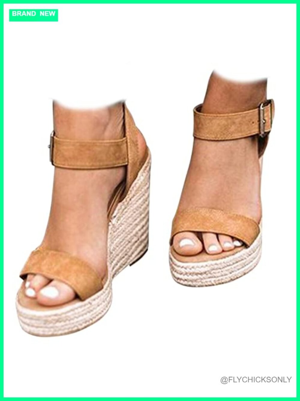 Womens Platform Wedge Sandals Suede Open Toe Ankle Strap Espadrille